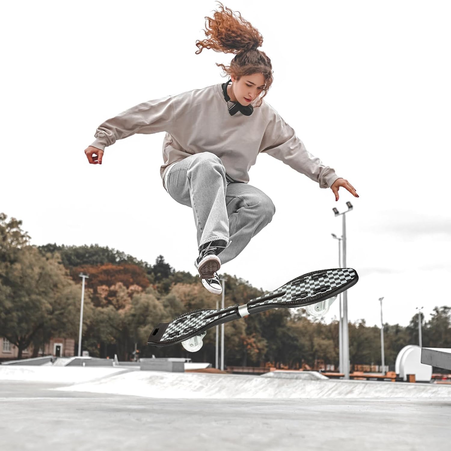 Caster Board, Deluxe Junior Skateboard with Illuminating Wheels for More Excitement,Fun and Visibility, Twistboard for Kids 8 , Upgrade Color
